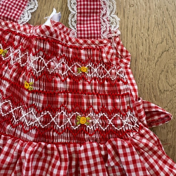 Baby Club Vintage Gingham Floral Dress Red Size 12-18 months - Picture 2 of 4